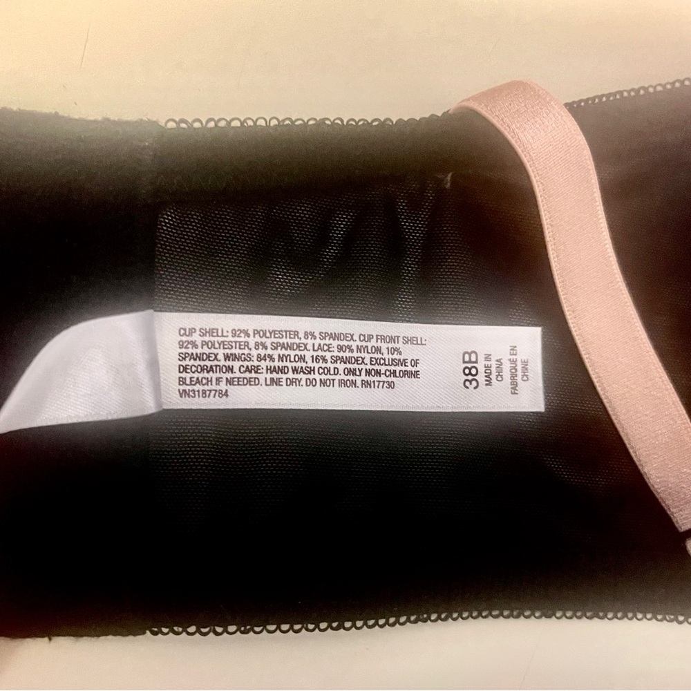 Gilligan & Omalley Bra 38B NWT Black&Lt Pink Molded Cups Wide band Fullcoverage - Picture 7 of 10